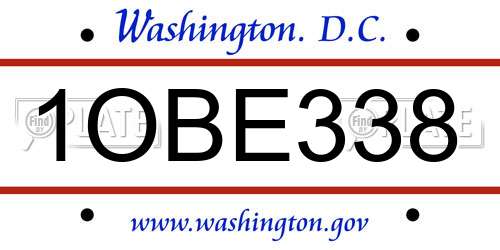 1OBE338 District Of Columbia License Plate