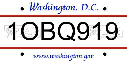 1OBQ919 District Of Columbia License Plate