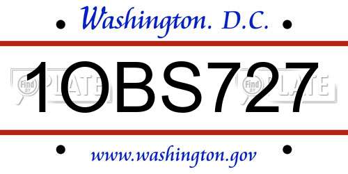 1OBS727 District Of Columbia License Plate