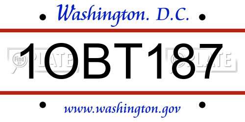 1OBT187 District Of Columbia License Plate
