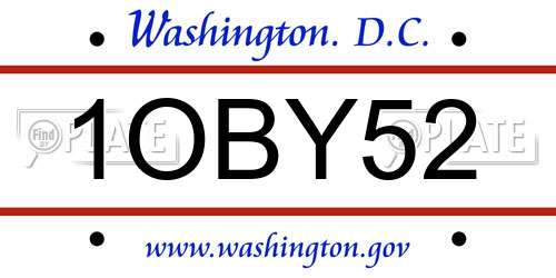 1OBY52 District Of Columbia License Plate