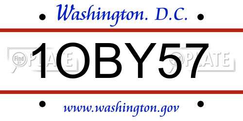 1OBY57 District Of Columbia License Plate