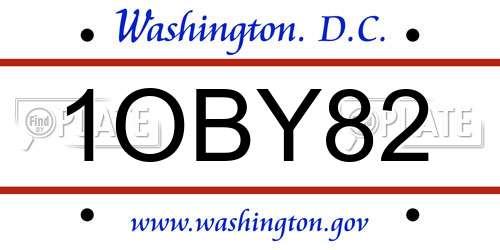 1OBY82 District Of Columbia License Plate