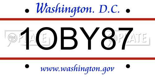 1OBY87 District Of Columbia License Plate