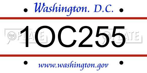 1OC255 District Of Columbia License Plate
