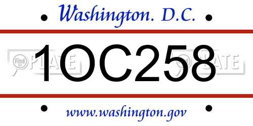 1OC258 District Of Columbia License Plate