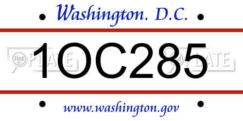 1OC285 District Of Columbia License Plate