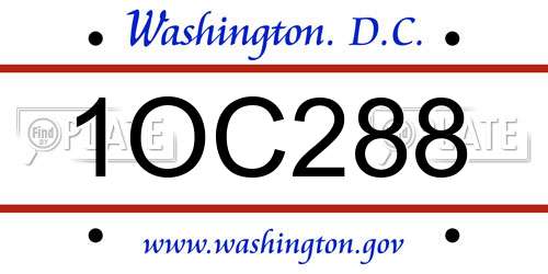 1OC288 District Of Columbia License Plate