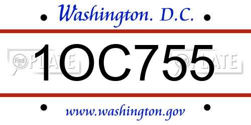 1OC755 District Of Columbia License Plate