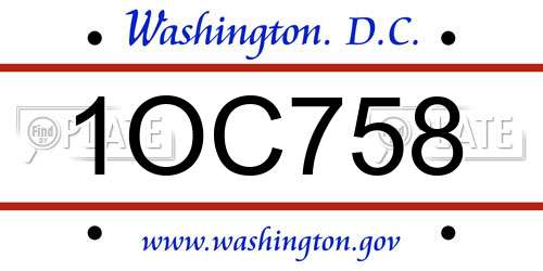 1OC758 District Of Columbia License Plate