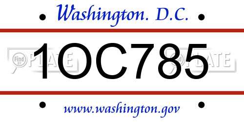 1OC785 District Of Columbia License Plate