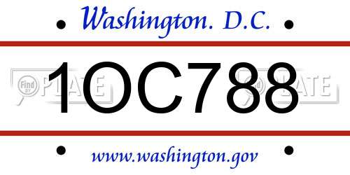 1OC788 District Of Columbia License Plate
