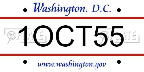 1OCT55 District Of Columbia License Plate