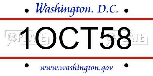 1OCT58 District Of Columbia License Plate