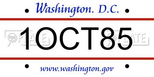 1OCT85 District Of Columbia License Plate