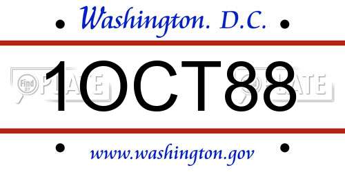 1OCT88 District Of Columbia License Plate