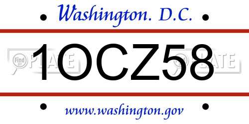 1OCZ58 District Of Columbia License Plate