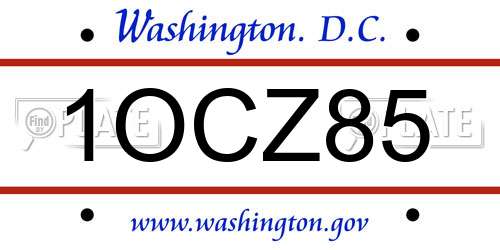 1OCZ85 District Of Columbia License Plate