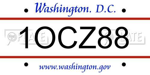 1OCZ88 District Of Columbia License Plate