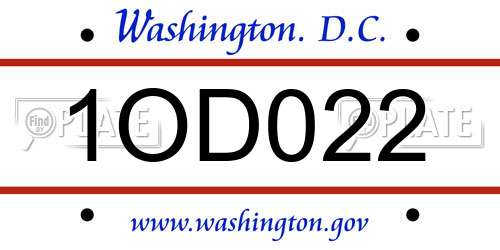 1OD022 District Of Columbia License Plate