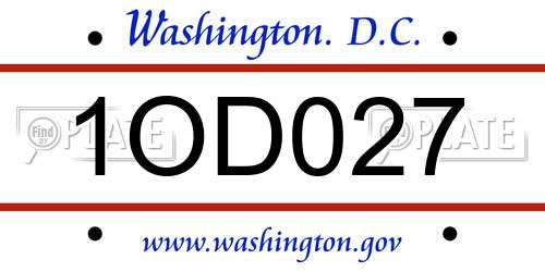 1OD027 District Of Columbia License Plate