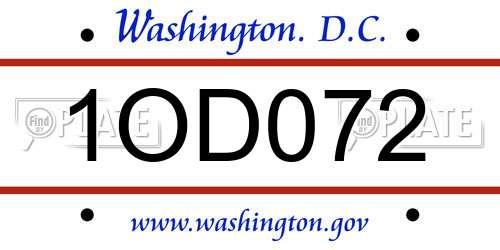 1OD072 District Of Columbia License Plate