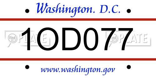 1OD077 District Of Columbia License Plate