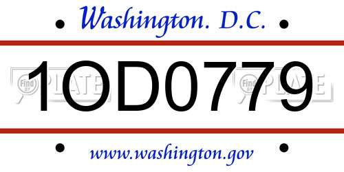 1OD0779 District Of Columbia License Plate