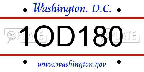 1OD180 District Of Columbia License Plate