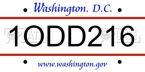 1ODD216 District Of Columbia License Plate