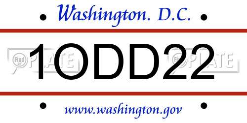 1ODD22 District Of Columbia License Plate