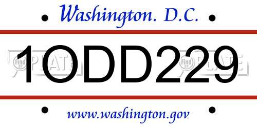 1ODD229 District Of Columbia License Plate