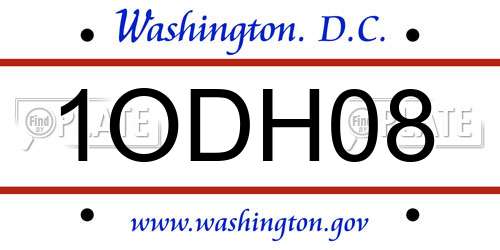 1ODH08 District Of Columbia License Plate