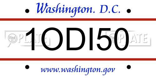 1ODI50 District Of Columbia License Plate