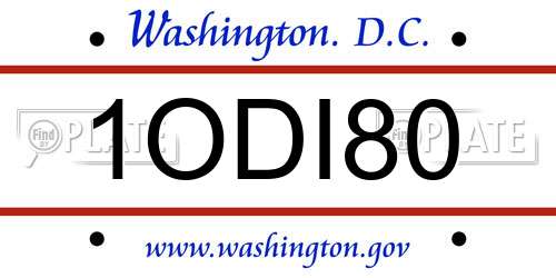 1ODI80 District Of Columbia License Plate