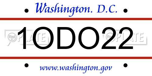 1ODO22 District Of Columbia License Plate