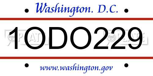 1ODO229 District Of Columbia License Plate
