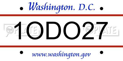 1ODO27 District Of Columbia License Plate