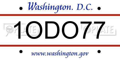 1ODO77 District Of Columbia License Plate