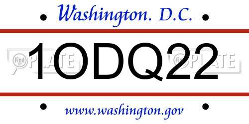 1ODQ22 District Of Columbia License Plate