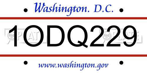1ODQ229 District Of Columbia License Plate