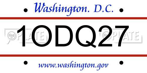 1ODQ27 District Of Columbia License Plate