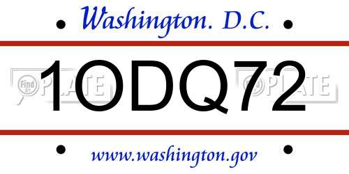 1ODQ72 District Of Columbia License Plate