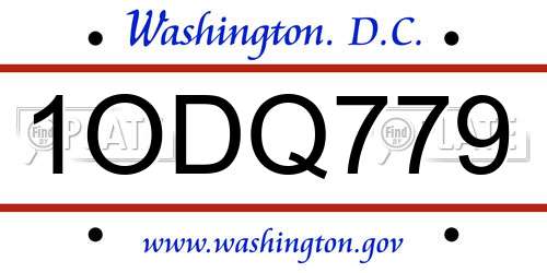 1ODQ779 District Of Columbia License Plate