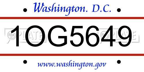 1OG5649 District Of Columbia License Plate