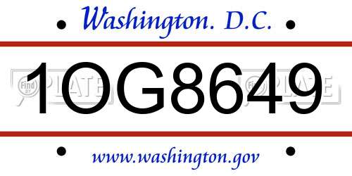 1OG8649 District Of Columbia License Plate
