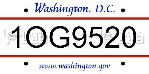 1OG9520 District Of Columbia License Plate