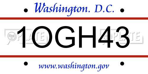 1OGH43 District Of Columbia License Plate