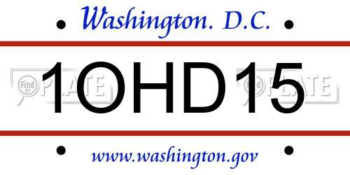 1OHD15 District Of Columbia License Plate