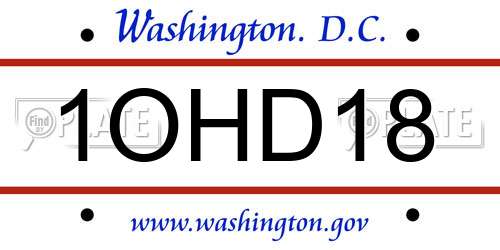 1OHD18 District Of Columbia License Plate